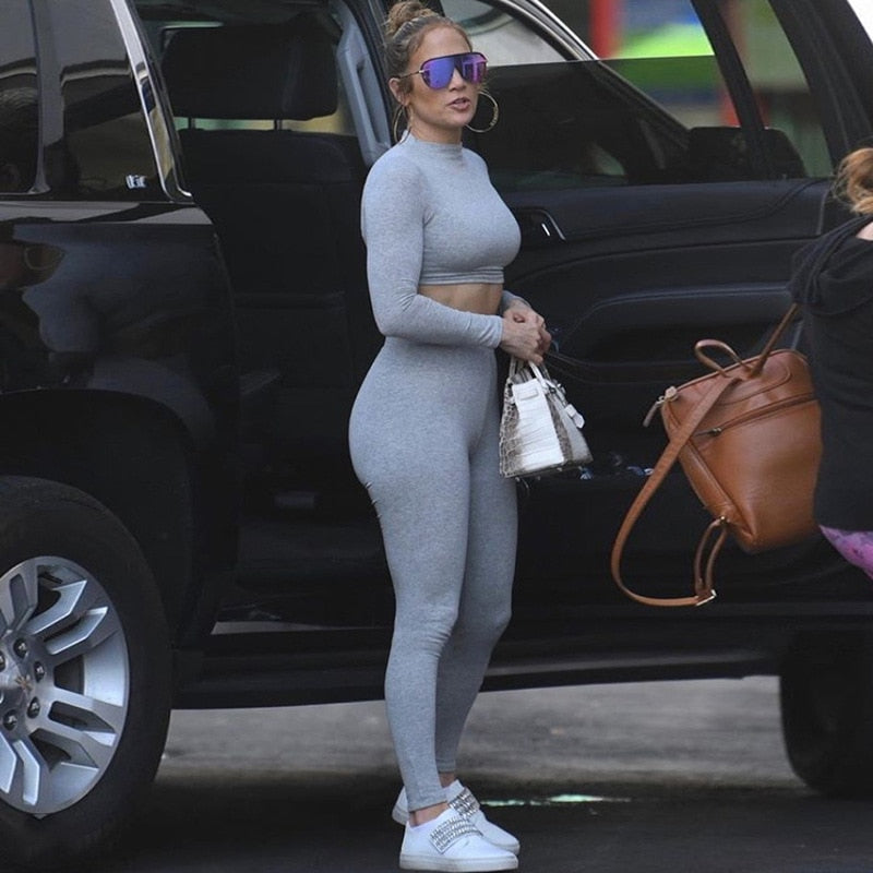 2 Pcs Women Bodycon Tracksuit.
