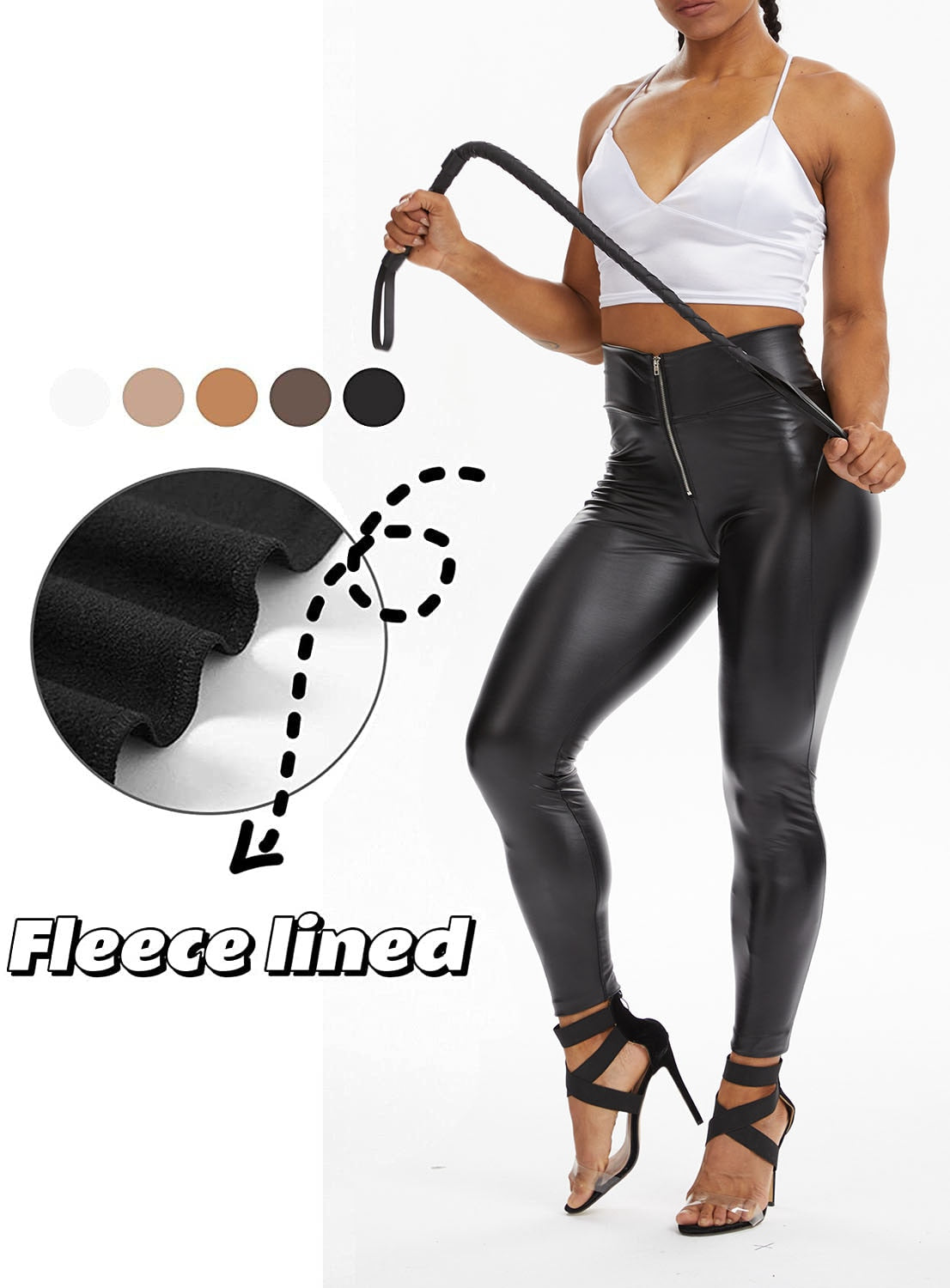 High Waist, Butt Push Up, Stretch Faux Leather Pant