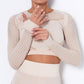 Women Seamless 2Pcs Long Sleeve Crop Top And Leggings