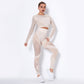 Women Seamless 2Pcs Long Sleeve Crop Top And Leggings