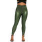 High Waist, Butt Push Up, Stretch Faux Leather Pant