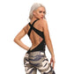 Fitted Backless Jumpsuit With Criss Cross Straps.