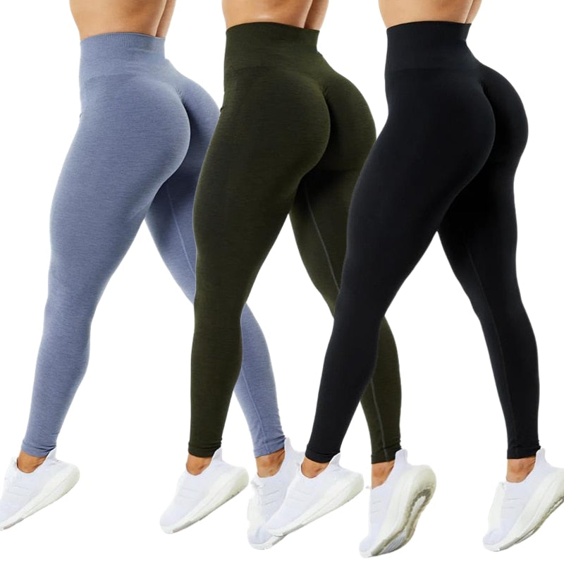 3 Pack Women Amplify Seamless, Scrunch Bottom Leggings.