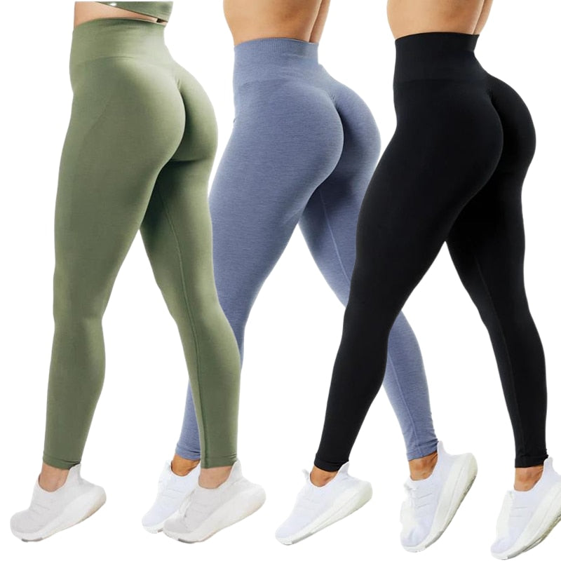 3 Pack Women Amplify Seamless, Scrunch Bottom Leggings.